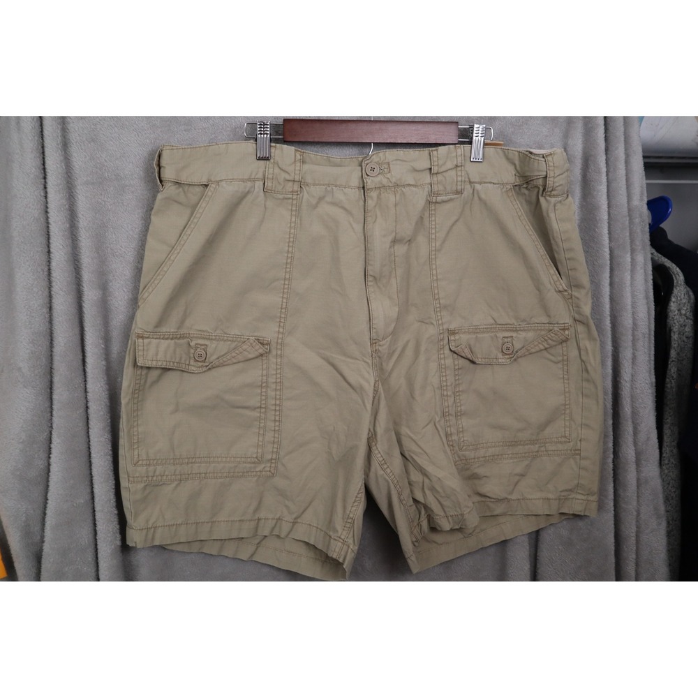 The Foundry Supply Co Mens Khaki Tan Ripstop Cargo Shorts Size 46 Utility Rugged